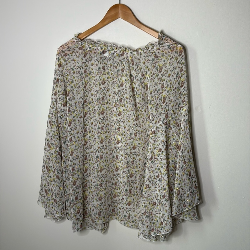 Molly Bracken Premium Yellow and Pink Flower Blouse